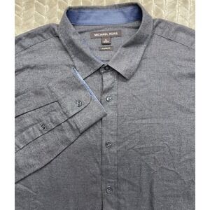 Michael Kors Button Up Shirt Mens XL Gray Herringbone Long Sleeve Classic Career